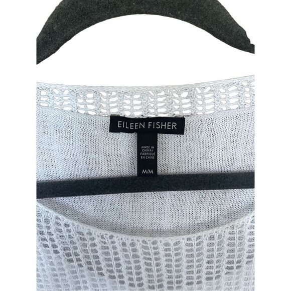 Eileen Fisher Womens Blue Long Sleeve Open Knit Pullover Sweater Size Medium - Picture 4 of 12